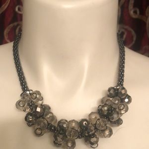 Statement Necklace Smokey Crystals Black Chain